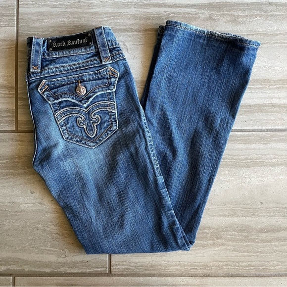 Rock Revival Denim - Rock Revival Women's Blue Deborah Boot Low Rise Button Pockets Y2K Denim Size 29